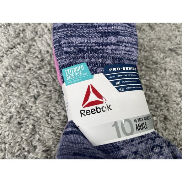 Reebok Pro Series Womens No Show Cut Socks 10 Pack Size 9-12 Multi Color New - Picture 3 of 8